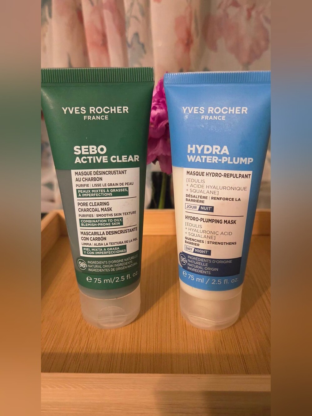 Yves Rocher Hydra Water-Plump Mask & Sebo Active Clear Charcoal Mask Duo